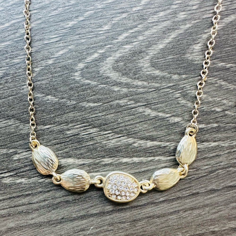 Matte Gold and Pavé CZ Necklace